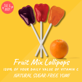Make giving Vitamins fun with Daz & Andy's Fruit Mix lollipops!